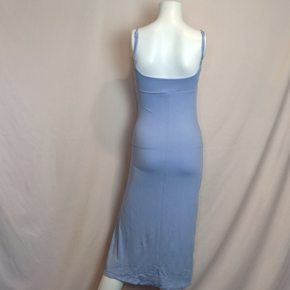 Goodnight Macaroon Blue Purple Yuri Twist Front Ribbed Slit Leg Midi Dress M - Picture 4 of 6
